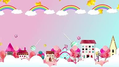 粉色可爱卡通云层儿童节视频背景AE模板视频的预览图